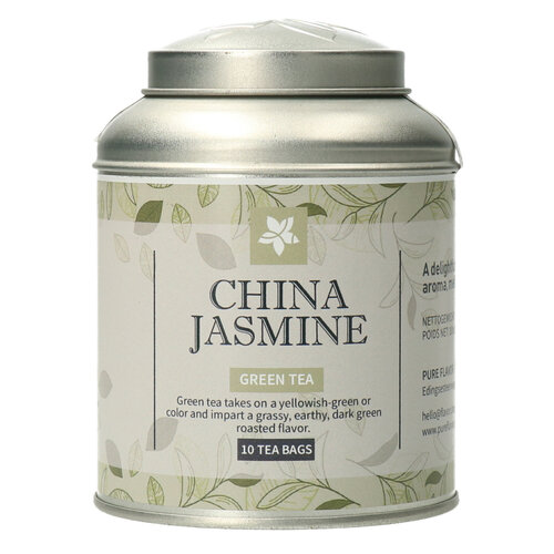 China Jasmine tea bags in tin - 10 pieces 