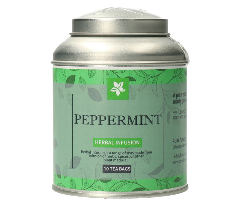 Peppermint theebuiltjes in blik - 10 builtjes (20 g)