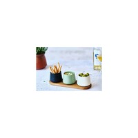 Aperoset Bites 4 pcs - Serveerplank 30 x 10 cm + 3 x Bowl 9 x 7 cm