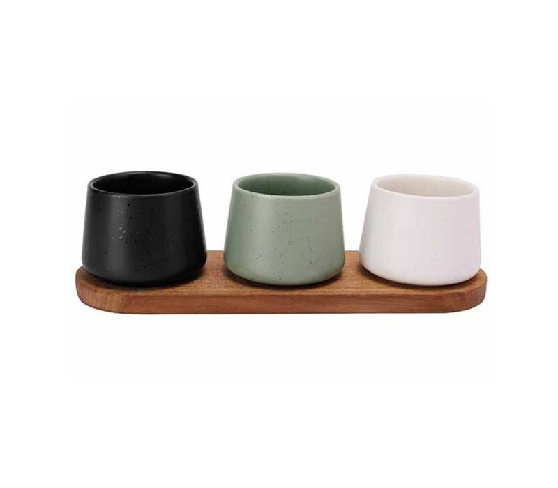 Aperoset Bites 4 pcs - Serveerplank 30 x 10 cm + 3 x Bowl 9 x 7 cm