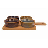 Cosy & Trendy Serveerplank Bamboe 31x21,5 cm met 4 Bowls