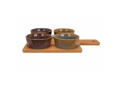 Cosy & Trendy Serveerplank Bamboe 31x21,5 cm met 4 Bowls