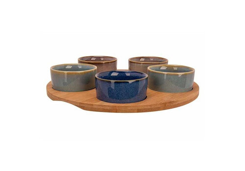 Cosy & Trendy Serveerplank Bamboe D25 cm met 5 Bowls