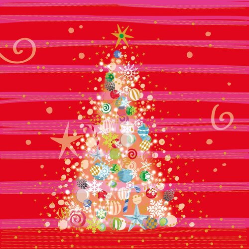Servietten Christmas Red & Pink 33x33 cm 