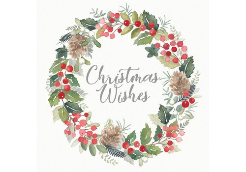 PPD Servietten Merry Wreath white 25x25 cm