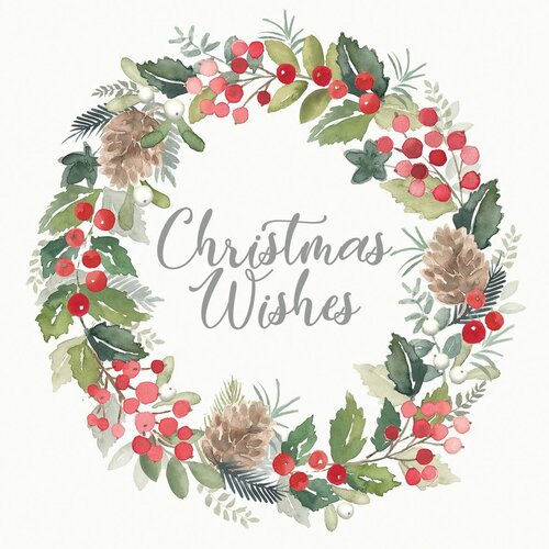 Servietten Merry Wreath white 25x25 cm 