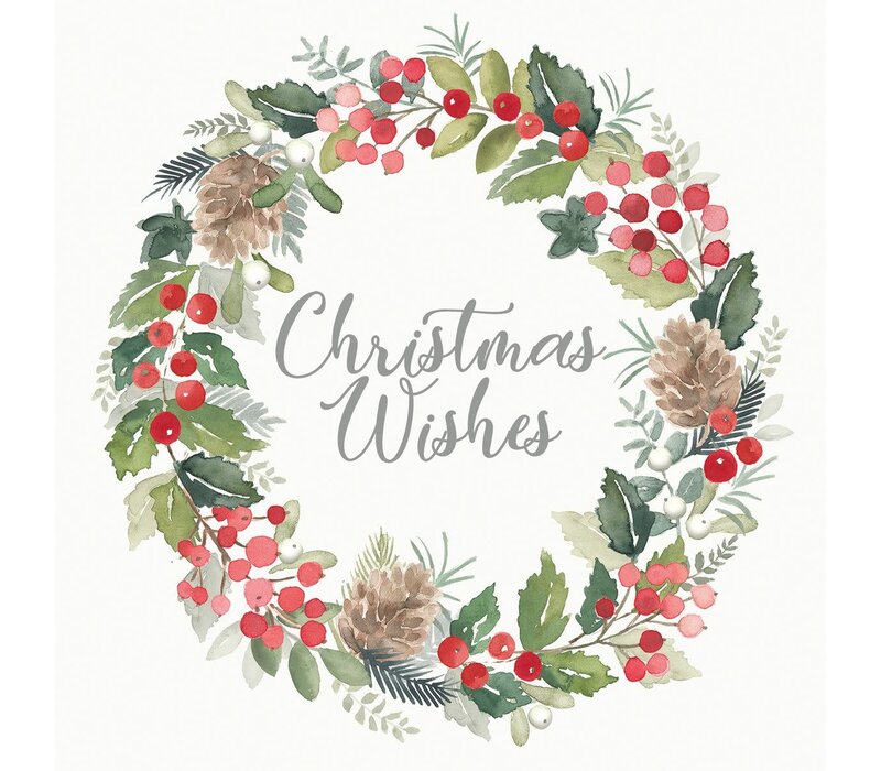 Napkins Merry Wreath white 25x25 cm