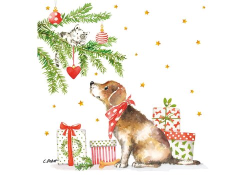 PPD Serviettes Christmas Dog 33x33 cm