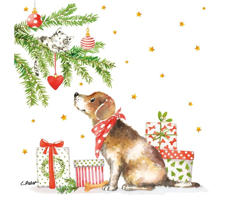 Servietten Christmas Dog 33x33 cm