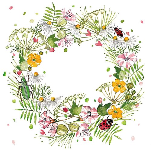 Servietten Wild Flower Wreath 33x33 cm 
