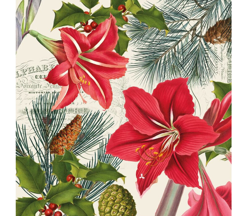 Napkins Amaryllis sur beige 25x25 cm