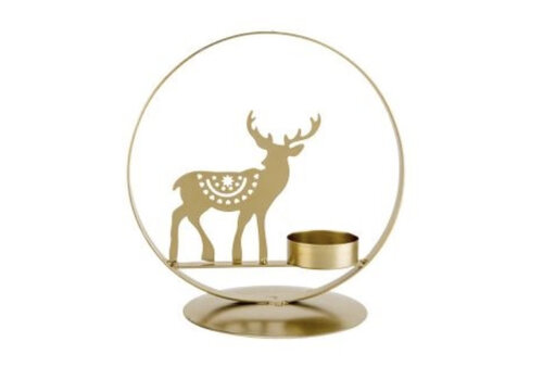 Cosy & Trendy Theelichthouder circle deer  goud 15,5 x 10,5 x 16 cm