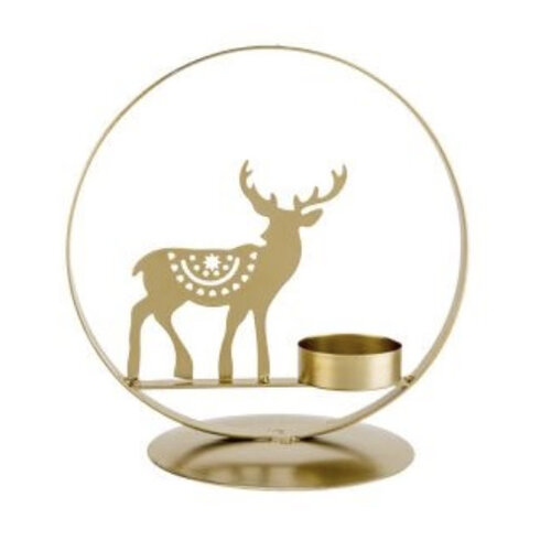 Teelichthalter circle deer gold 15,5 x 10,5 x 16 cm 