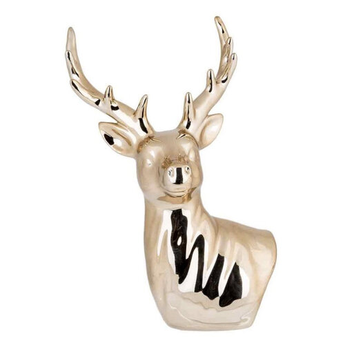 Buste cerf doré 17x11,6xh27cm céramique 