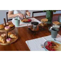 Glazen theepot met thee infuser rvs - zwart 1 L