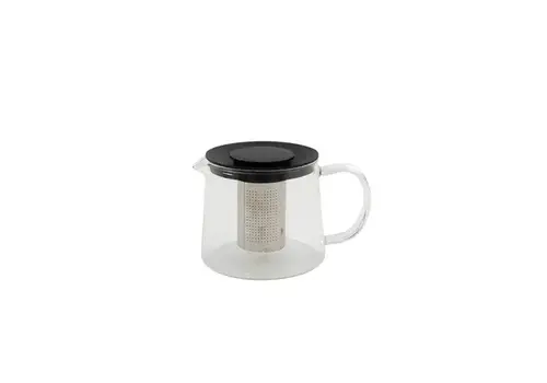 Point Virgule Glazen theepot met thee infuser rvs - zwart 1 L