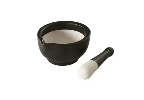 Lurch Porcelain mortar and pestle, black, small
