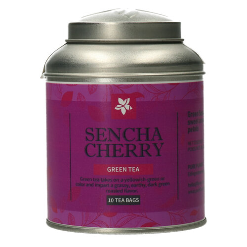 Sencha Cherry theebuiltjes in blik - 10 stuks 