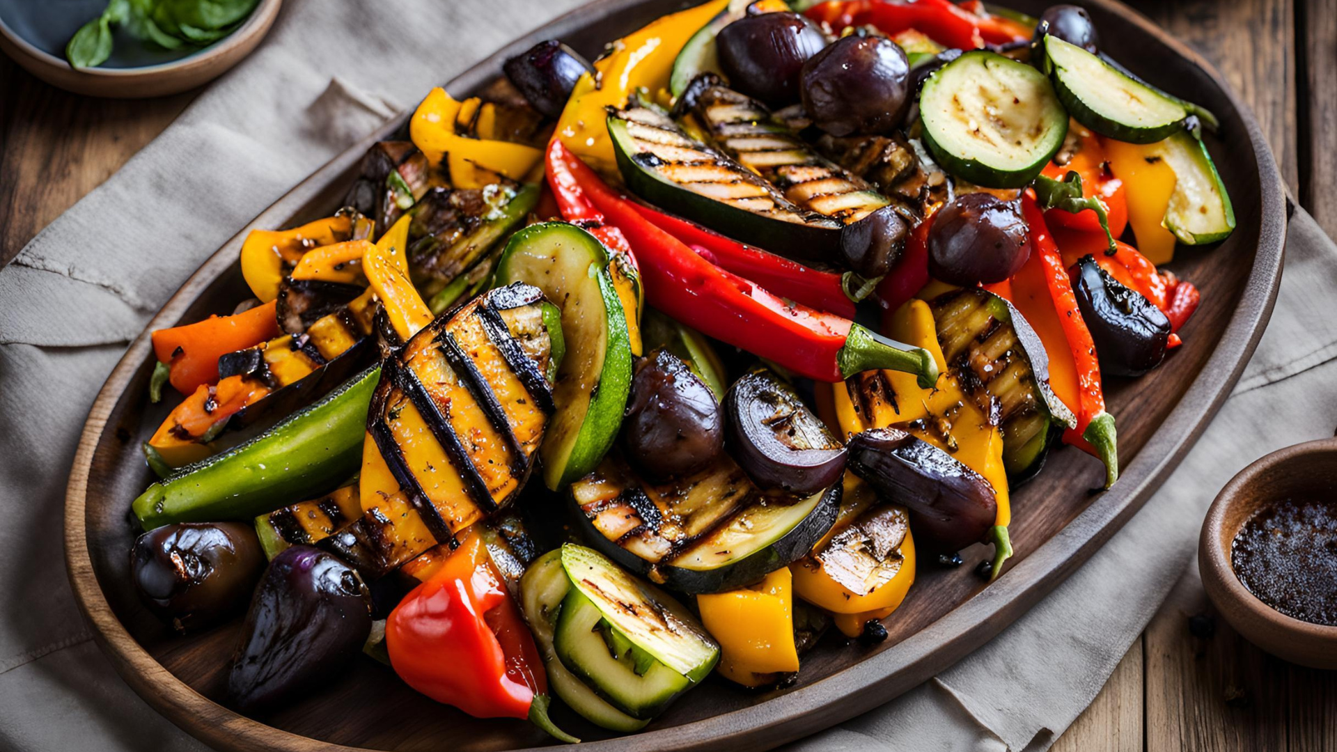 Gegrilde groenten met balsamico glazuur en truffelolie