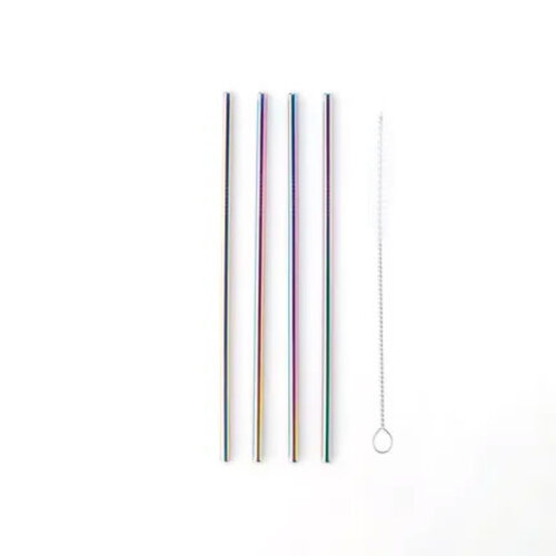Metalen Cocktail Rietjes Regenboog 21,5cm - Herbruikbaar 