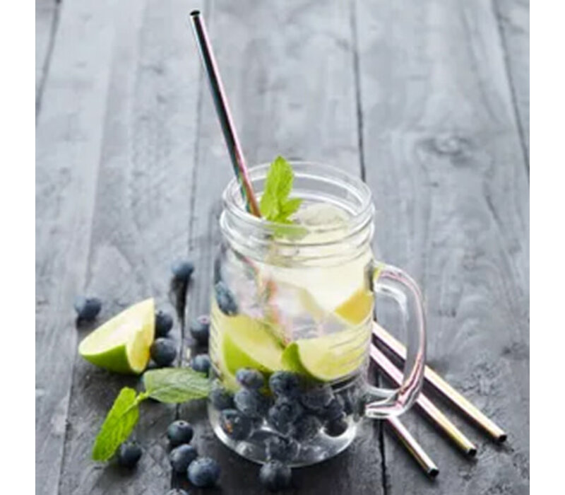 Metalen Cocktail Rietjes Regenboog 21,5cm - Herbruikbaar