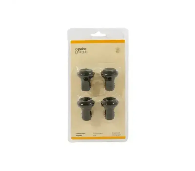 Set of 4 black bottle stoppers