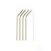 Point Virgule 4er Set Cocktail-Strohhalme aus Edelstahl gold mit Reinigungsbürste 20,5 cm