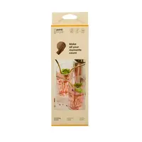 4er Set Cocktail-Strohhalme aus Edelstahl gold mit Reinigungsbürste 20,5 cm