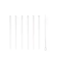 Wiederverwendbare Glasstrohhalme Weiß - 6er Pack