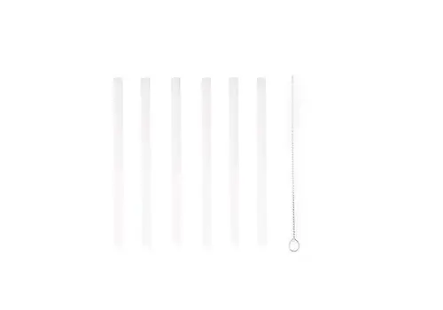 Point Virgule Pailles en verre réutilisables blanches - Lot de 6