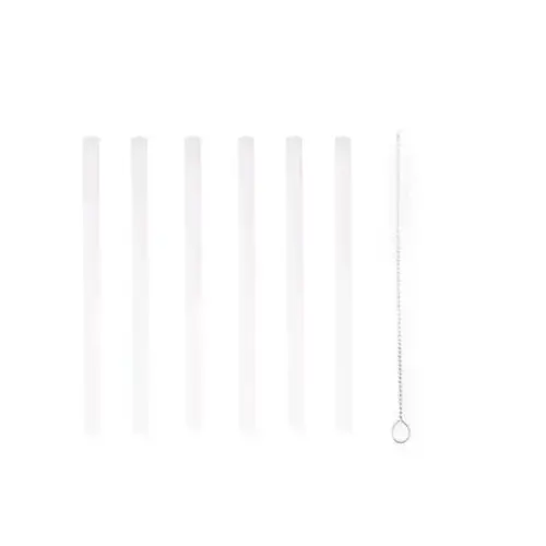 Wiederverwendbare Glasstrohhalme Weiß - 6er Pack 