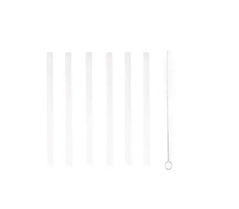 Wiederverwendbare Glasstrohhalme Weiß - 6er Pack