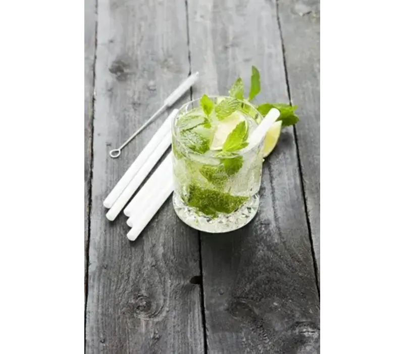 Herbruikbare Glazen rietjes Wit - 6 stuks