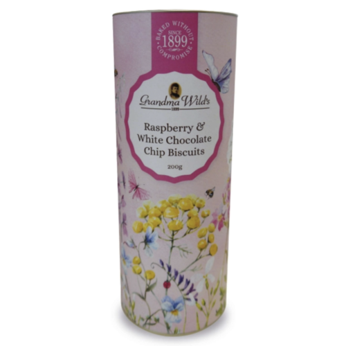 Wildflower Tube - Raspberry & White chocolate biscuits 200 g 