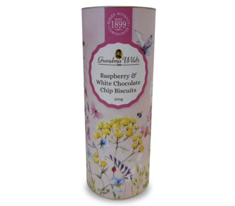 Wildflower Tube - Raspberry & White chocolate biscuits 200 g