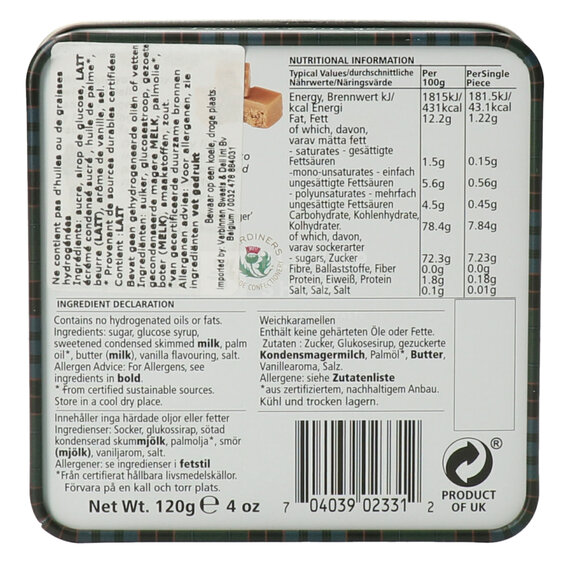 Fudge Vanille in blik - Tam'O Ginger Cat 120 g
