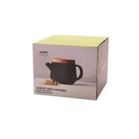 Black earthenware teapot with acacia lid 600 ml