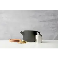 Black earthenware teapot with acacia lid 600 ml