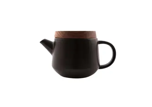 Point Virgule Black earthenware teapot with acacia lid 600 ml