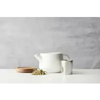 Earthenware teapot white with lid acacia 600 ml