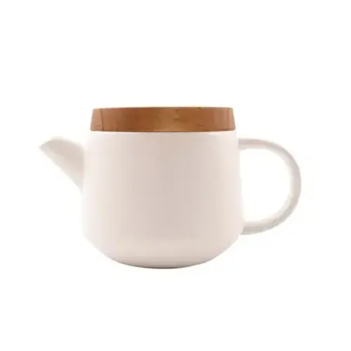 Theepot uit aardewerk wit met deksel acacia 600 ml 