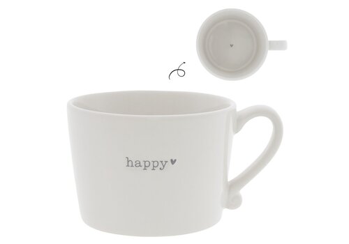 Bastion Collection Tasse Happy in Grey 10 x 8 x 7 cm
