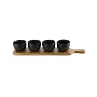 Apero board with 4 ceramic cups 8 x 42 x 6.5 cm