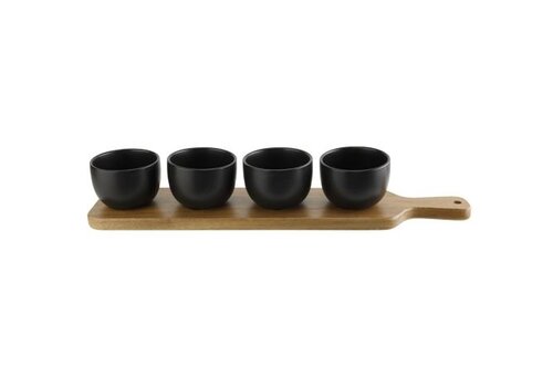 Cosy & Trendy Aperoplankje met 4 cups keramiek 8 x 42 x 6,5 cm