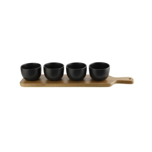 Apero board with 4 ceramic cups 8 x 42 x 6.5 cm 