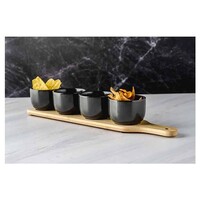 Apero board with 4 ceramic cups 8 x 42 x 6.5 cm