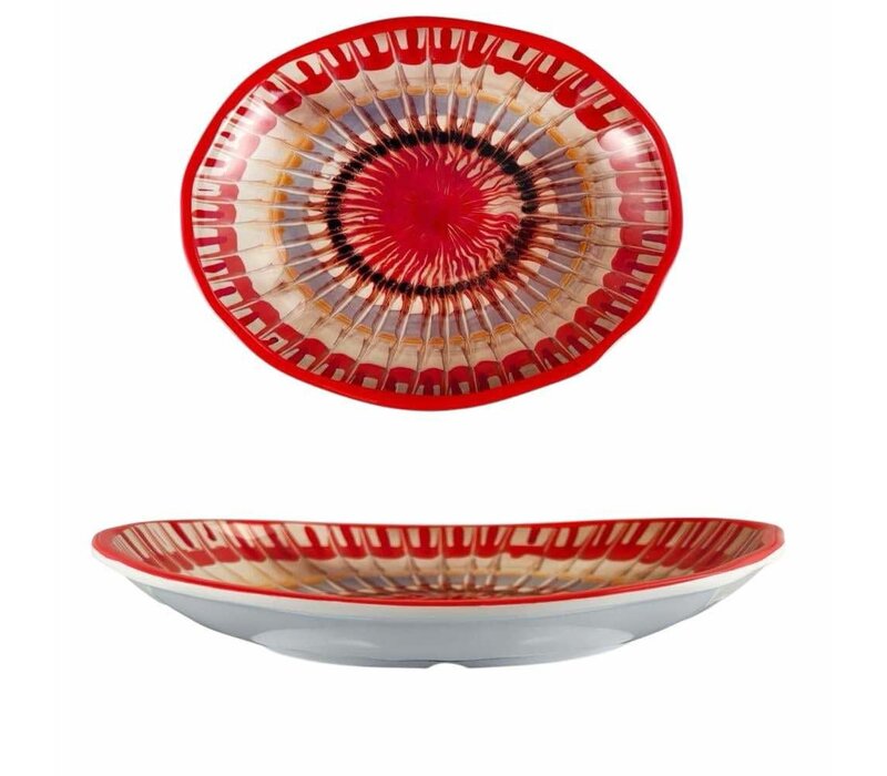 Apulia Raggio Red - Ovale schotel in melamine 28 x 23 x 5 cm