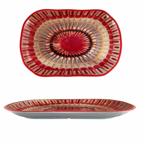 Apulia Raggio Red - Rechthoekige schotel in melamine 45 x 30 x 4 cm 