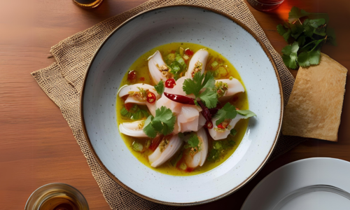 Ceviche met agrumes, piment en koriander