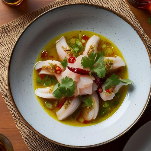 Ceviche met agrumes, piment en koriander
